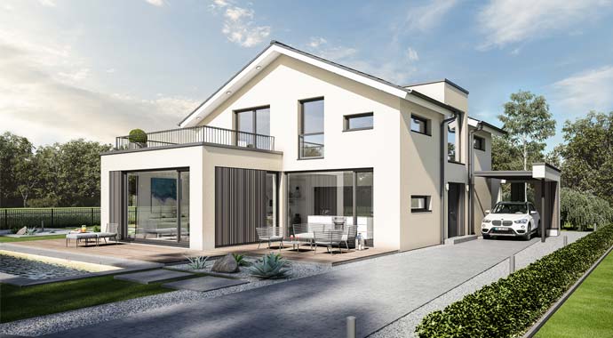 Außenansicht Musterhaus Hannover Concept-M 154 von Bien-Zenker