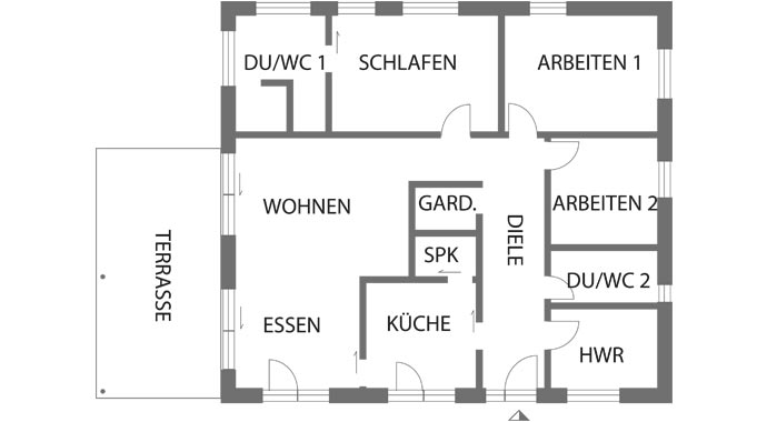 Grundriss Bungalow NIVO von FingerHaus