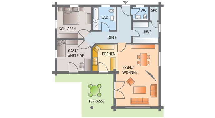 LéonWood Winkelbungalow Canada Grundriss