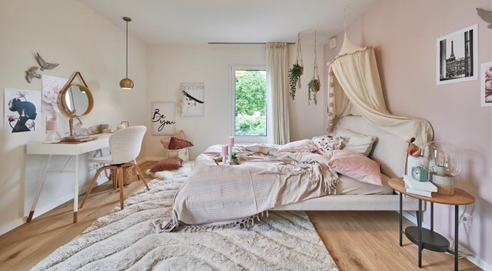 Schlafzimmer Musterhaus Urbanlife von Fertighaus WEISS