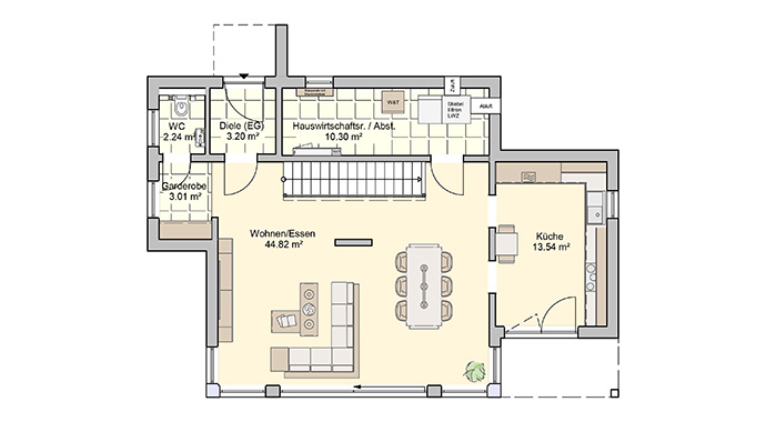 Grundriss Erdgeschoss Einfamilienhaus Patrino von Fingerhut Haus