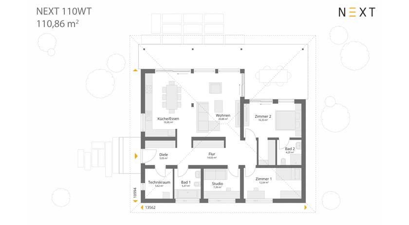 Grundriss Bungalow NEXT 110 WT