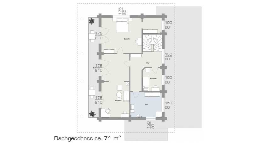 LéonWood Musterhaus Mikado Grundriss Obergeschoss