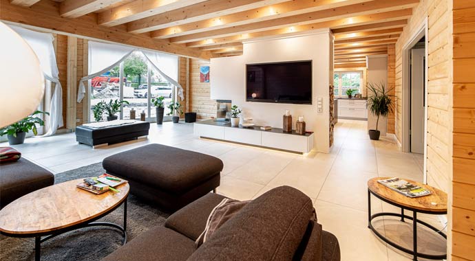 Wohnbereich Haus Starke von Nordic-Haus Blockhäuser