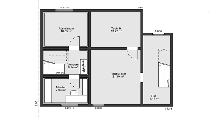 Grundriss Kellergeschoss Haus Renz von SchwörerHaus