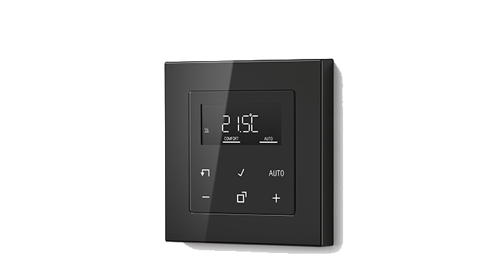 JUNG HOME Raumthermostat mit Display in A 550 schwarz | Foto: JUNG JUNG HOME Raumthermostat mit Display in A 550 schwarz | Foto: JUNG