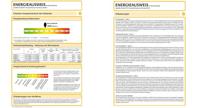 Energieausweise für Wohngebäude.