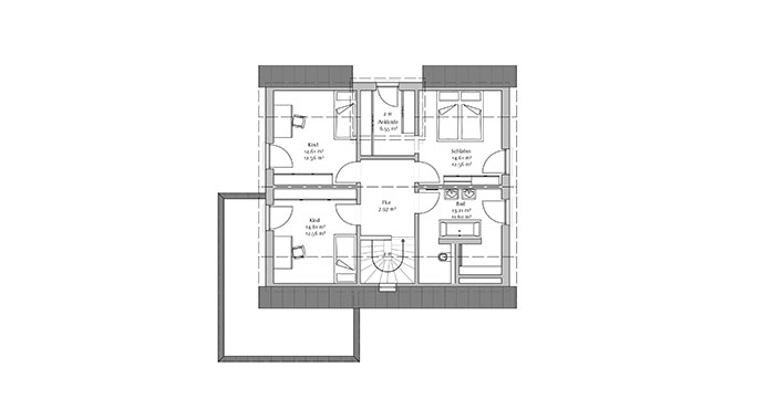 Grundriss Obergeschoss Musterhaus Seegarten von FischerHaus