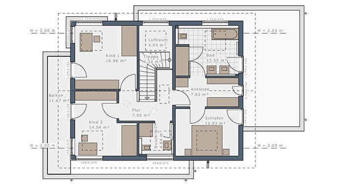 Grundriss Dachgeschoss Musterhaus Mülheim-Kärlich von Schwabenhaus