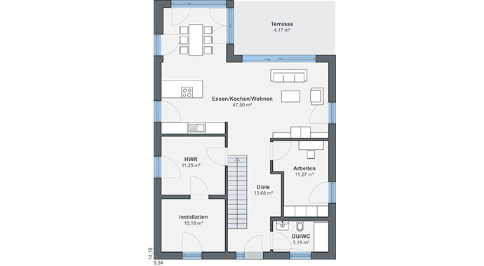 Grundriss Erdgeschoss CityLife 450 von WeberHaus