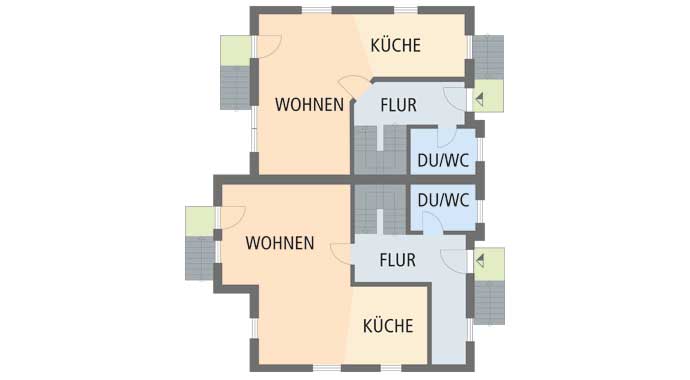 Roth-Massivhaus Stadtvilla als Doppelhaus Grundriss Erdgeschoss