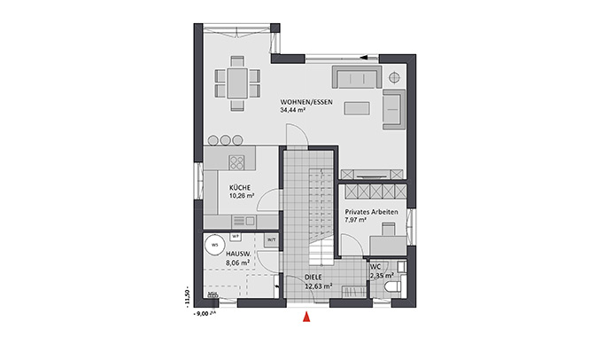 Grundriss Erdgeschoss Noblesse 142 edition von Favorit Massivhaus