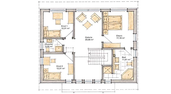 Gussek Haus Musterhaus Diana Grundriss Obergeschoss