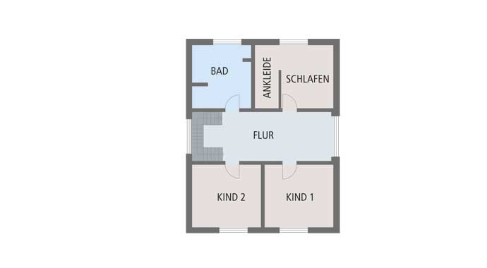 Grundriss Obergeschoss Musterhaus Günzburg von Fertighaus Weiss