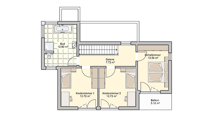 Grundriss Obergeschoss Einfamilienhaus Patrino von Fingerhut Haus