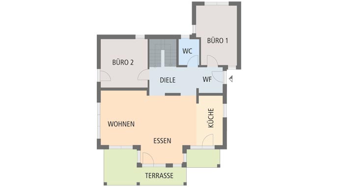Grundriss Erdgeschoss Musterhaus Montana von RENSCH-HAUS