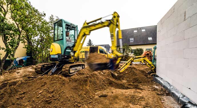 Bagger auf Baustelle Bagger auf Baustelle