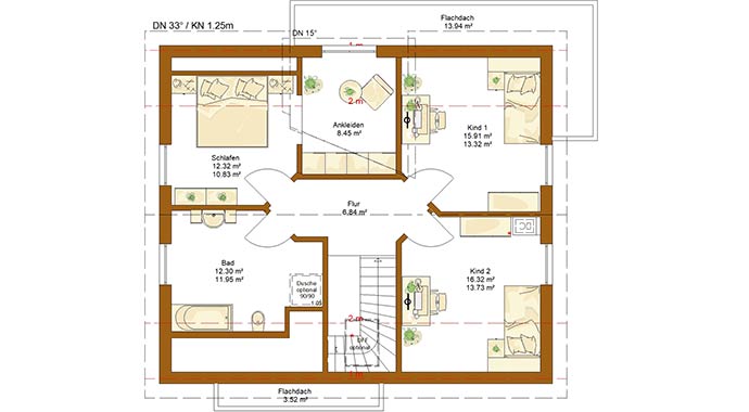 Grundriss Dachgeschoss Life 158 von Rensch-Haus