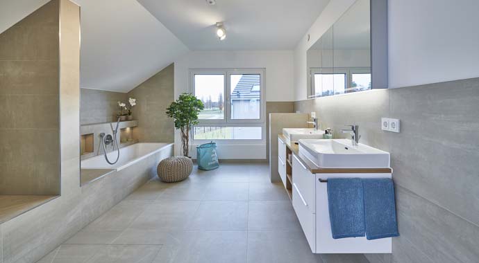 Badezimmer Musterhaus Günzburg von Fertighaus Weiss