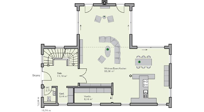Baumeister-Haus Haus Christiansen Grundriss Erdgeschoss