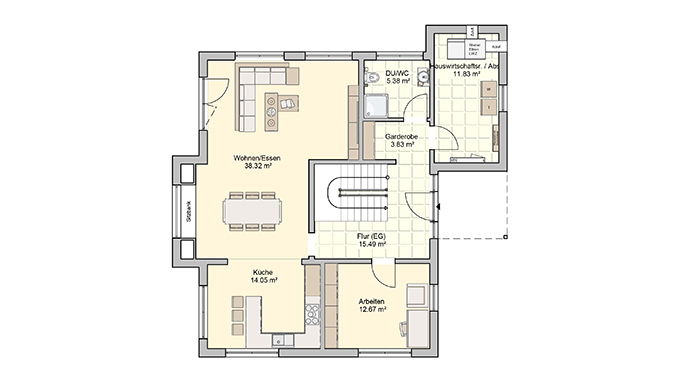 Grundriss Erdgeschoss Musterhaus Günzburg von Fingerhut Haus