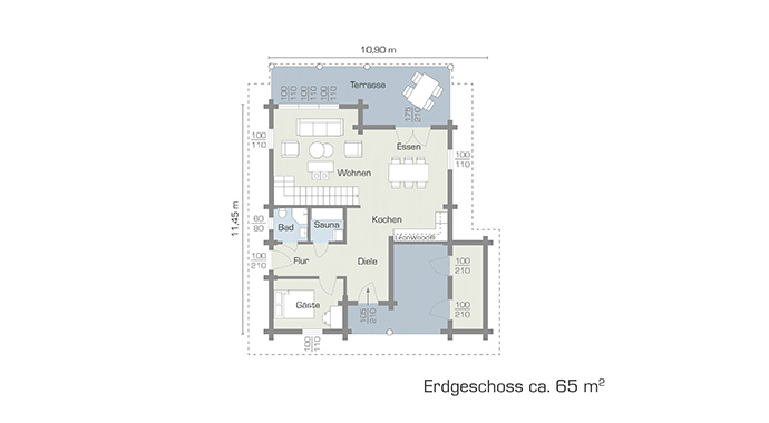 Grundriss Erdgeschoss Blockhaus Waldschlösschen von LéonWood