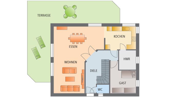 Viebrockhaus Kundenhaus Eckrodt - Classico 605 Wohnbereich Grundriss Erdgeschoss