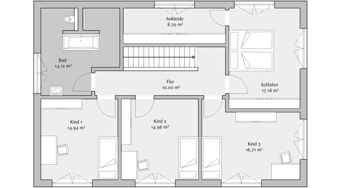 FischerHaus Stadtvilla 212 Grundriss Obergeschoss