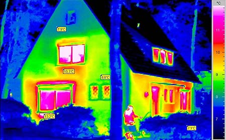 Thermografie-Aufnahme eines Einfamilienhauses Thermografie-Aufnahme eines Einfamilienhauses
