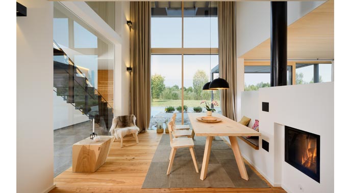 Bau-Fritz, Musterhaus Alpenchic Essbereich