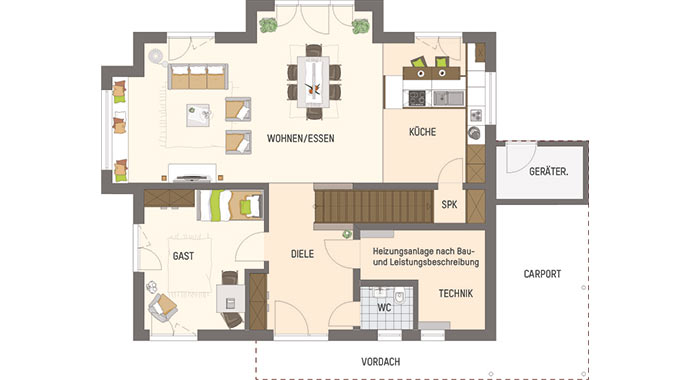 Grundriss Erdgeschoss SENTO 503 - Musterhaus Bad Vilbel von FingerHaus