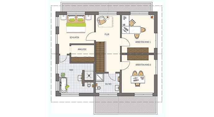 Grundriss Dachgeschoss Medley 3.0 - Musterhaus Fellbach von FingerHaus