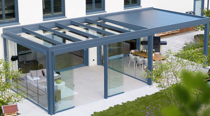 Lamellendach mit Farbverlauf Lamellendach mit Farbverlauf