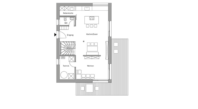 Grundriss Erdgeschoss Musterhaus Schwarzwald von Bau-Fritz