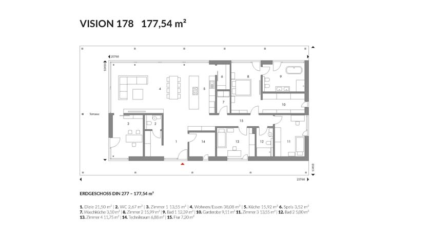 Grundriss Bungalow  VISION 178