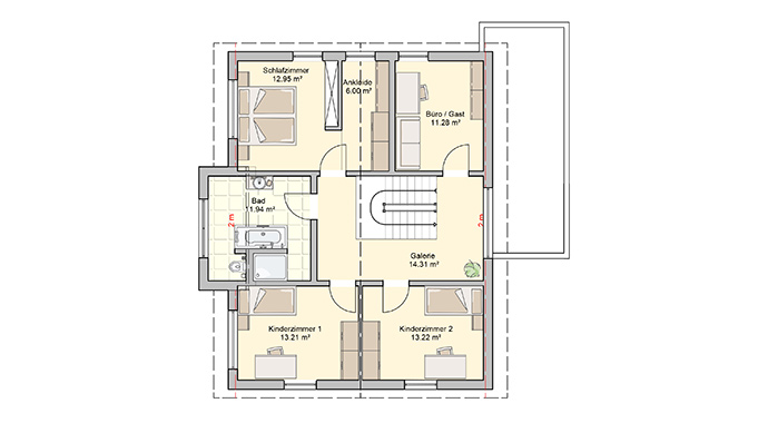 Grundriss Obergeschoss Musterhaus Günzburg von Fingerhut Haus