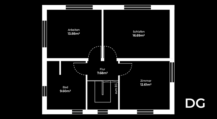 Grundriss Obergeschoss Kundenhaus Moser von SchwörerHaus
