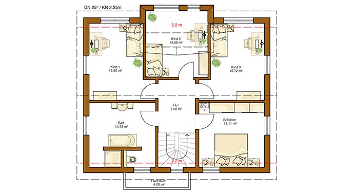 Grundriss Obergeschoss Life 165 von Rensch-Haus