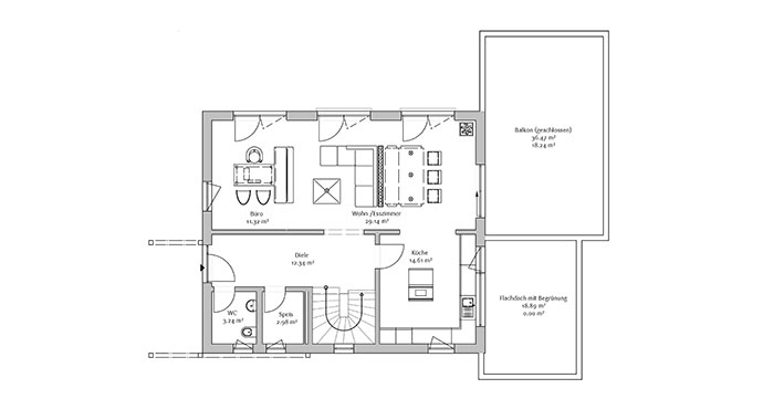 Grundriss Erdgeschoss Musterhaus Seegarten von FischerHaus