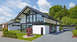 Holzskelettbau Außenansicht Modum 7 von Huf-Haus