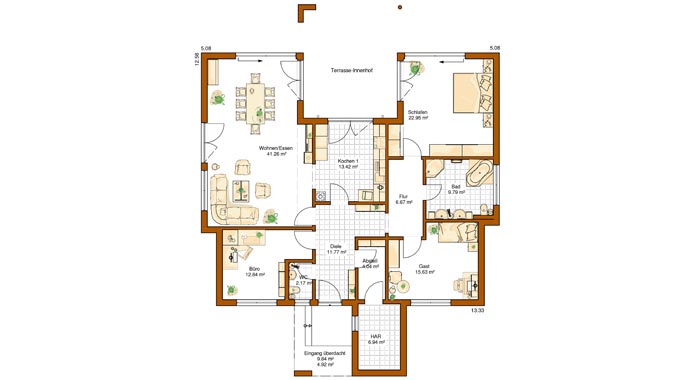 Grundriss Bungalow Liberty von Rensch-Haus