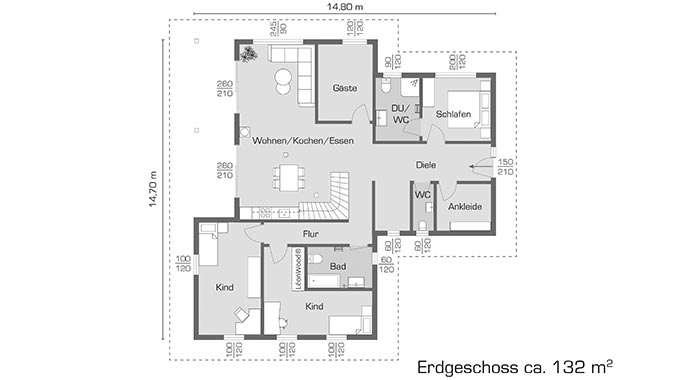 Grundriss Erdgeschoss Blockhaus Enztal von LéonWood