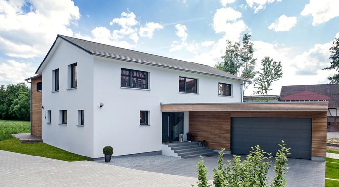 Klimaholzhaus Kundenhaus Wengertsmann Außenansicht