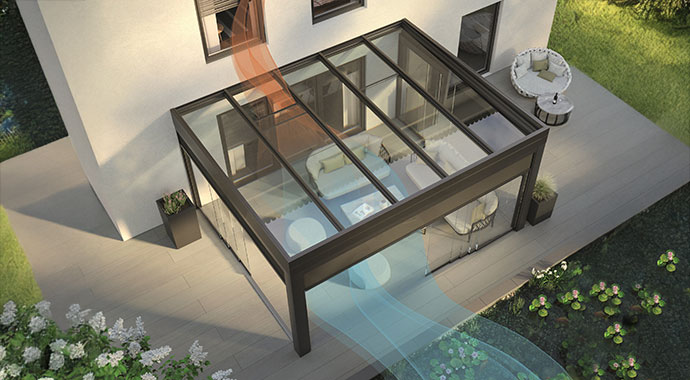 Terrasse mit Lüftungssystem