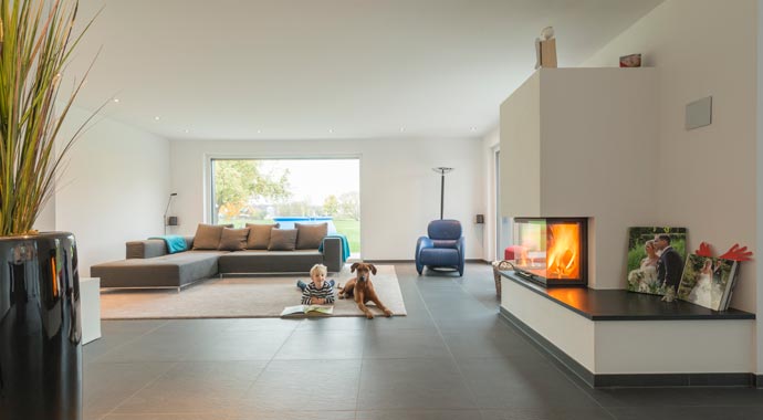 Klimaholzhaus Kundenhaus Wengertsmann Wohnbereich