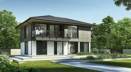 Familientaugliche Bauhausvilla Außenansicht Next by Danwood 170W