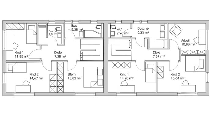 Fischerhaus Mehrfamilienhaus Cassia Z-173 Grundriss Obergeschoss