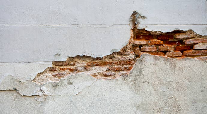 Beschädigte Fassade