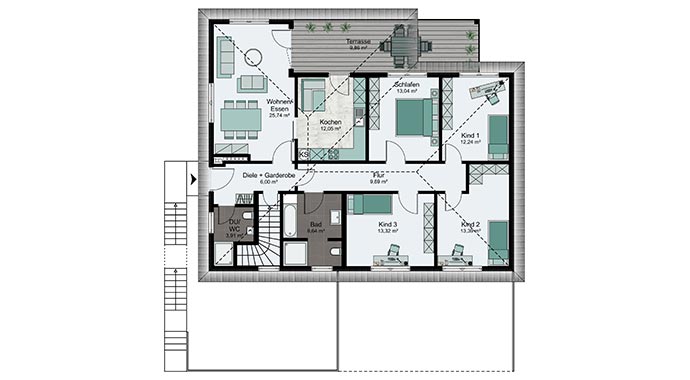 Grundriss Erdgeschoss Kundenhaus Tischer von STREIF Haus