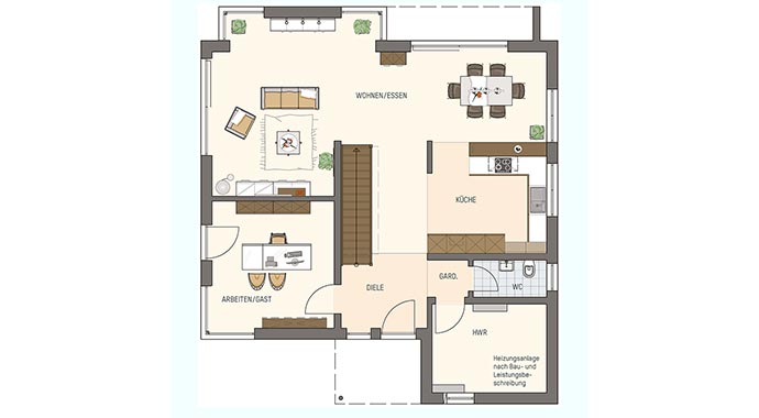 Grundriss Erdgeschoss Medley 3.0 - Musterhaus Fellbach von FingerHaus